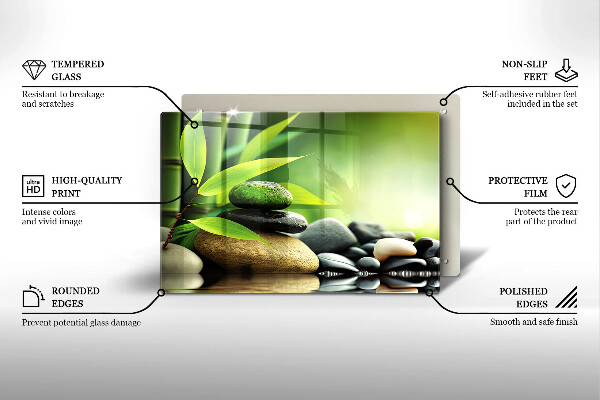 Protège plaque de cuisson Pierres de bambou zen