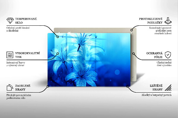 Protège plaque de cuisson Fleurs bleues