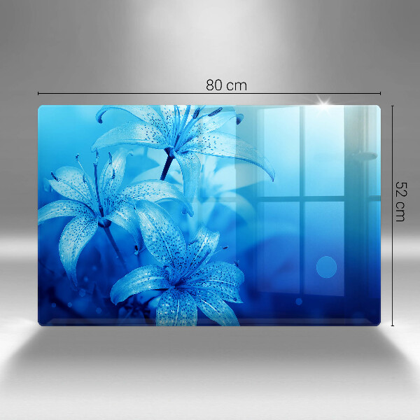 Protège plaque de cuisson Fleurs bleues