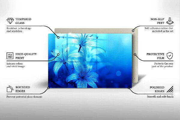 Protège plaque de cuisson Fleurs bleues