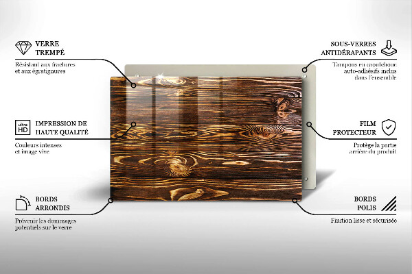 Protège plaque de cuisson Texture du bois