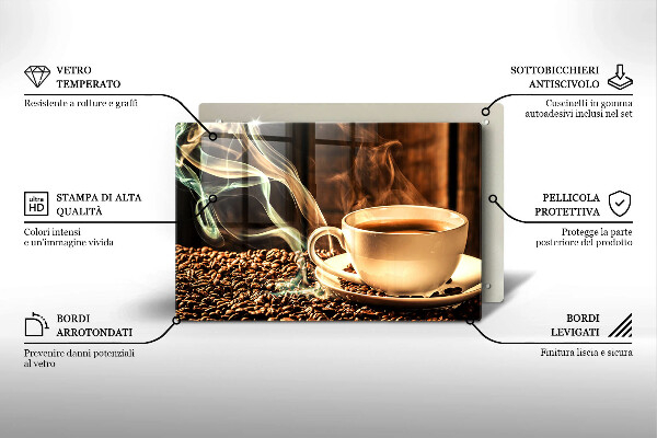 Protège plaque de cuisson Tasse et grains de café