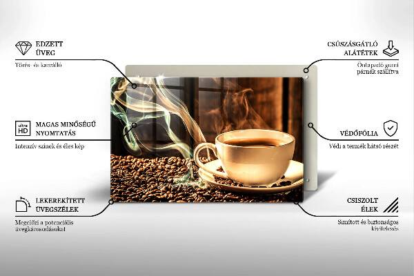 Protège plaque de cuisson Tasse et grains de café