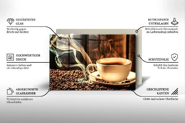 Protège plaque de cuisson Tasse et grains de café