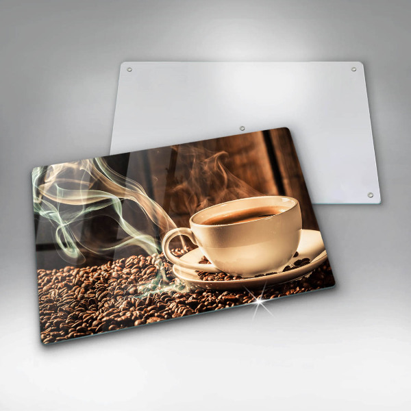Protège plaque de cuisson Tasse et grains de café