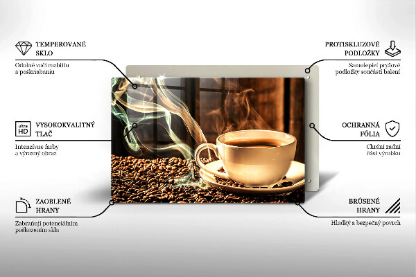 Protège plaque de cuisson Tasse et grains de café