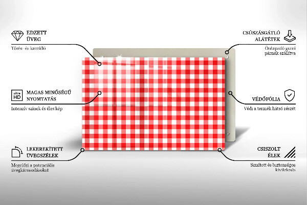 Protège plaque de cuisson Motif à carreaux rouge et blanc