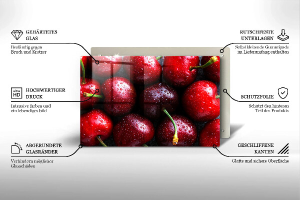 Protège plaque de cuisson Gros plan de cerises-plan cu cireșe