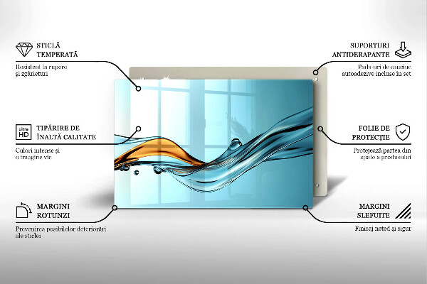 Protège plaque de cuisson Eau sur fond bleu