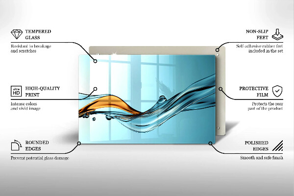 Protège plaque de cuisson Eau sur fond bleu