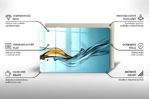Protège plaque de cuisson Eau sur fond bleu