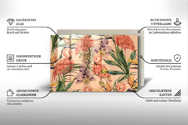 Cache plaque de cuisson Illustration de flamants roses