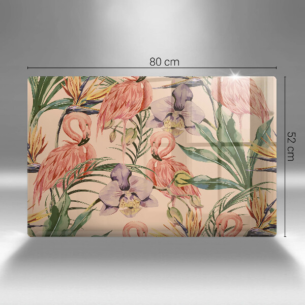 Cache plaque de cuisson Illustration de flamants roses