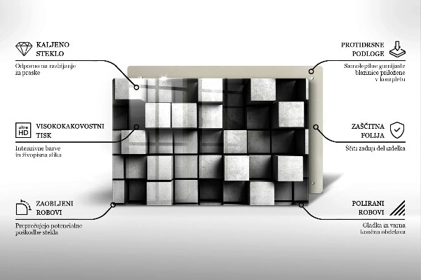 Protection plaque induction Carrés 3D abstraits