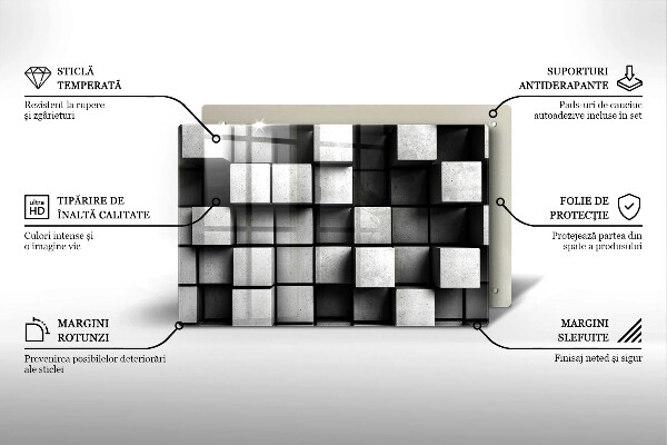 Protection plaque induction Carrés 3D abstraits