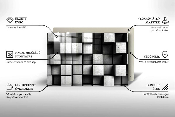 Protection plaque induction Carrés 3D abstraits