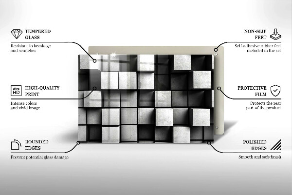 Protection plaque induction Carrés 3D abstraits
