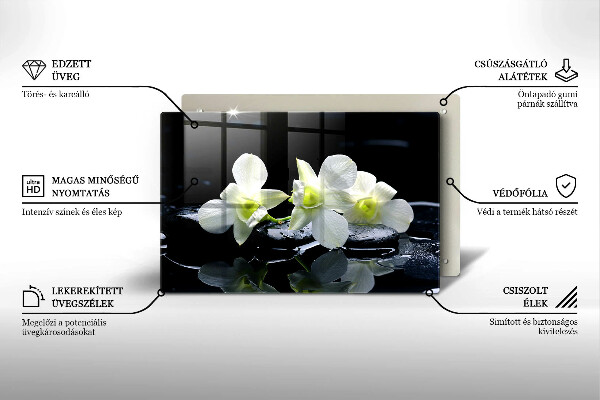 Protection plaque induction Fleurs blanches dans une eau zen