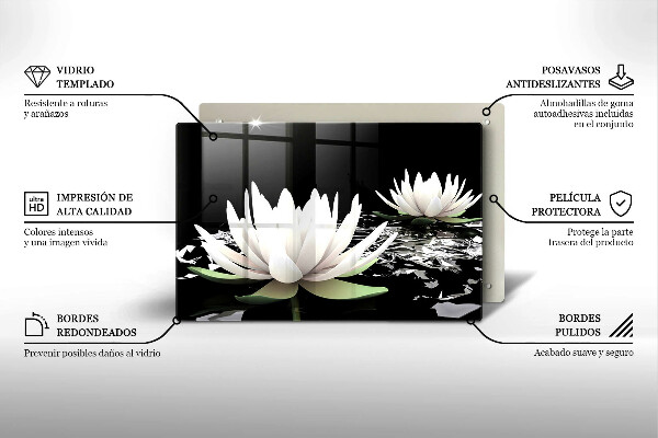 Protection plaque induction Lys blancs sur l'eau