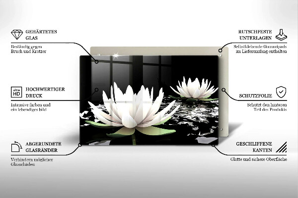 Protection plaque induction Lys blancs sur l'eau