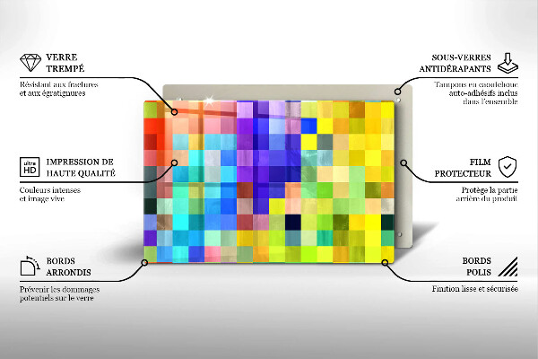 Protection plaque induction Carrés de pixels colorés