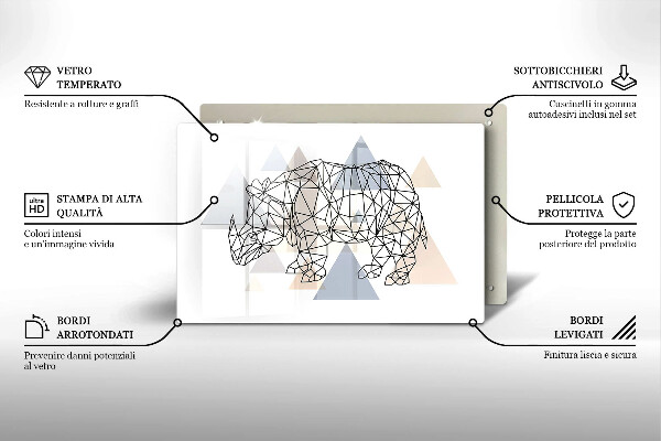 Protection plaque induction Rhinocéros de dessin au trait