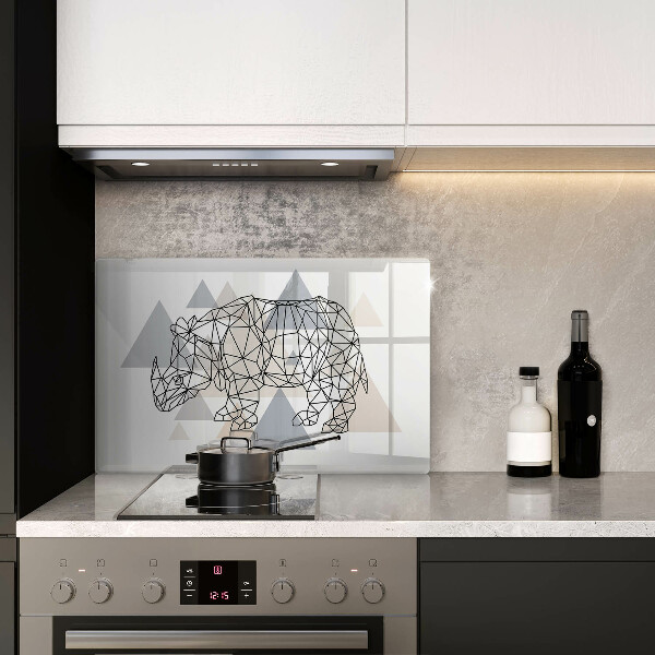 Protection plaque induction Rhinocéros de dessin au trait