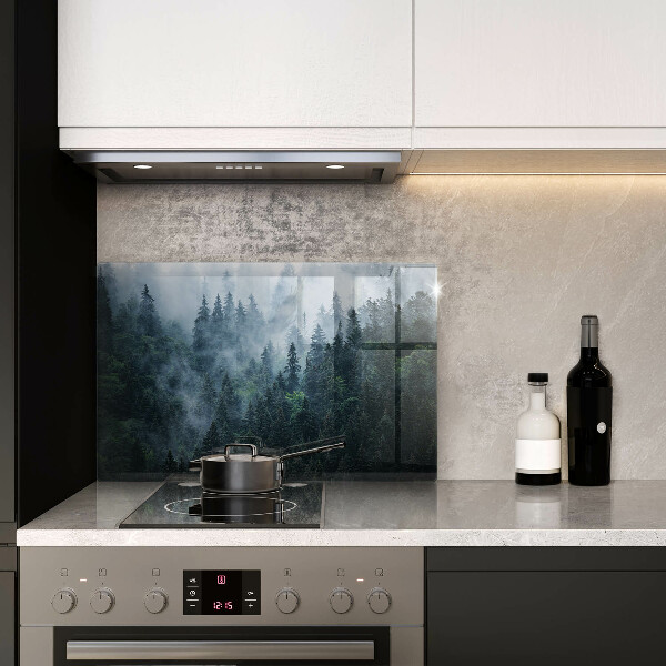 Cache plaque de cuisson Arbres forestiers et brouillard