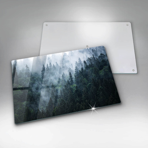 Cache plaque de cuisson Arbres forestiers et brouillard