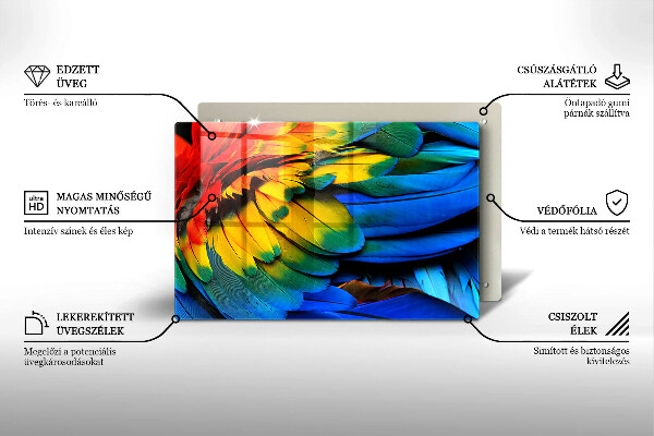 Cache plaque de cuisson Plumes de perroquet colorées