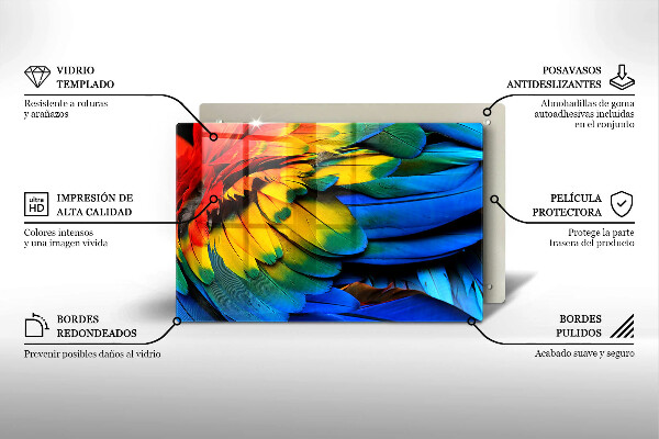 Cache plaque de cuisson Plumes de perroquet colorées