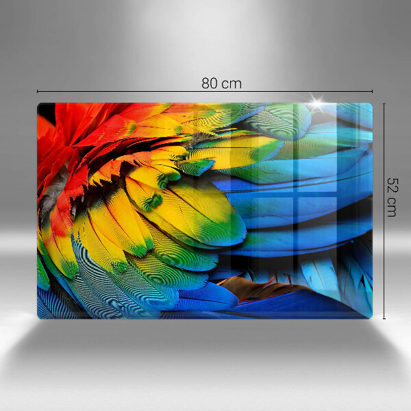 Cache plaque de cuisson Plumes de perroquet colorées