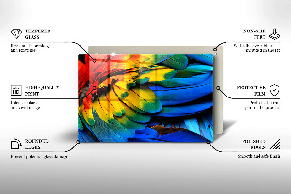 Cache plaque de cuisson Plumes de perroquet colorées