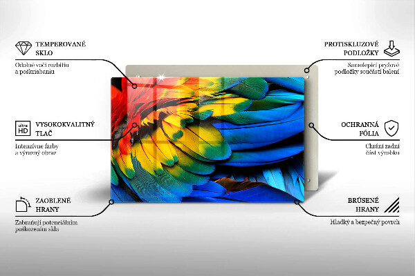 Cache plaque de cuisson Plumes de perroquet colorées