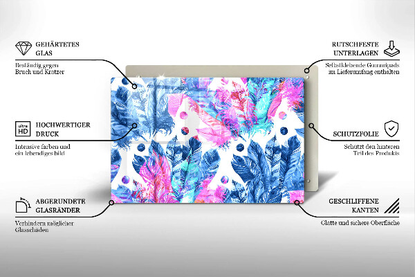 Cache plaque de cuisson Illustration bohème de plumes