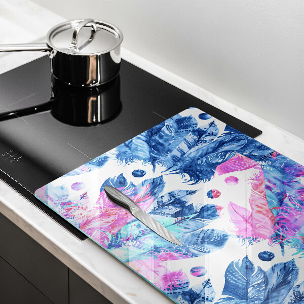 Cache plaque de cuisson Illustration bohème de plumes