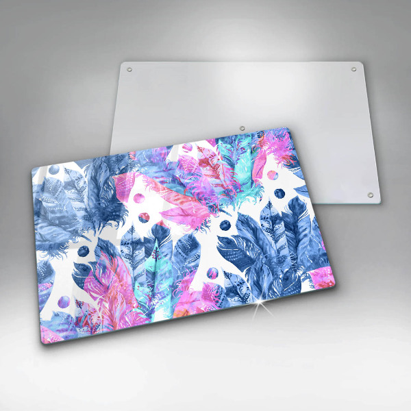 Cache plaque de cuisson Illustration bohème de plumes