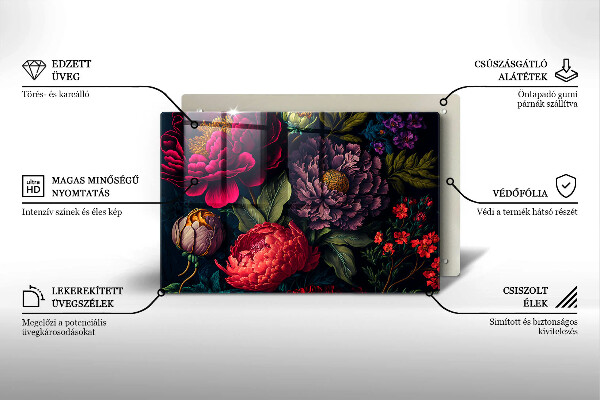 Cache plaque de cuisson Belles fleurs