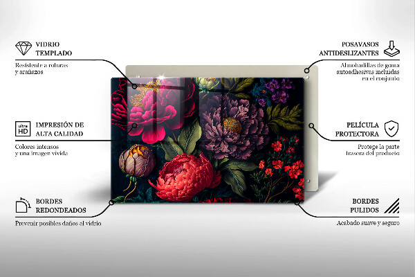 Cache plaque de cuisson Belles fleurs