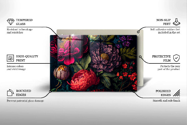 Cache plaque de cuisson Belles fleurs