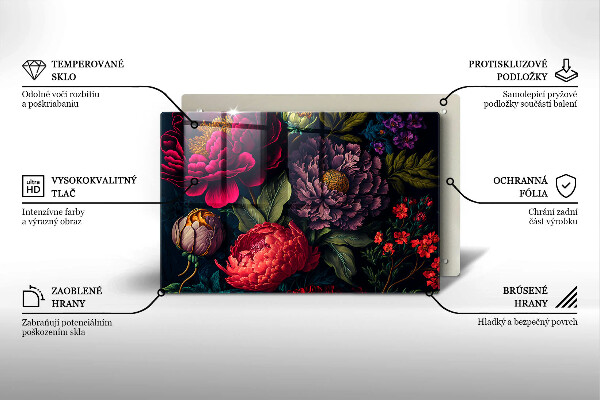 Cache plaque de cuisson Belles fleurs