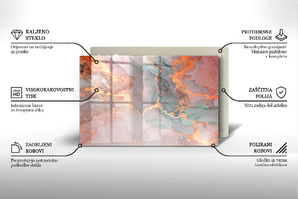 Cache plaque de cuisson Marbre avec de l'or