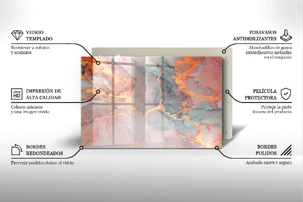 Cache plaque de cuisson Marbre avec de l'or