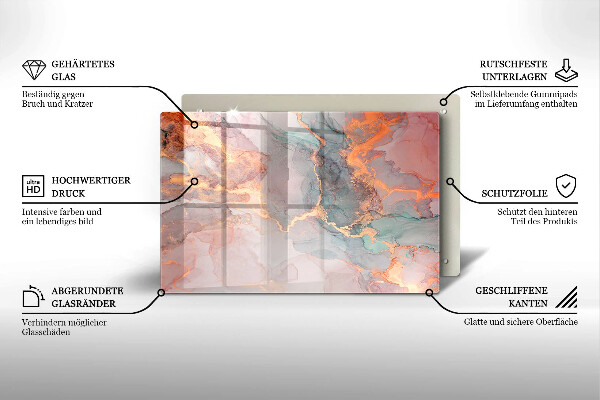 Cache plaque de cuisson Marbre avec de l'or
