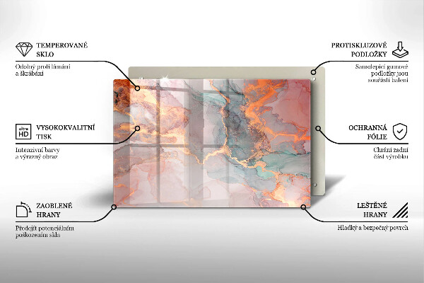 Cache plaque de cuisson Marbre avec de l'or