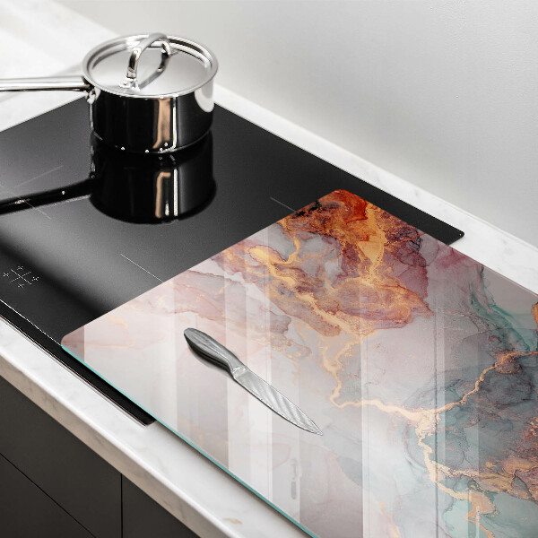 Cache plaque de cuisson Marbre avec de l'or