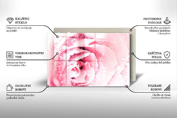 Cache plaque de cuisson Gouttes de rosée et fleur rose
