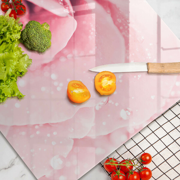 Cache plaque de cuisson Gouttes de rosée et fleur rose