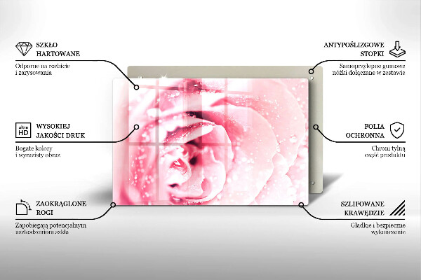 Cache plaque de cuisson Gouttes de rosée et fleur rose