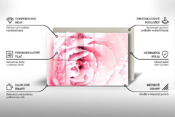 Cache plaque de cuisson Gouttes de rosée et fleur rose